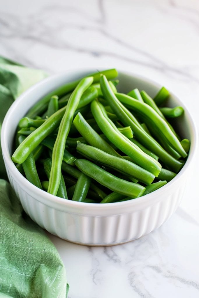 A ramekin bowl of fresh green beans.