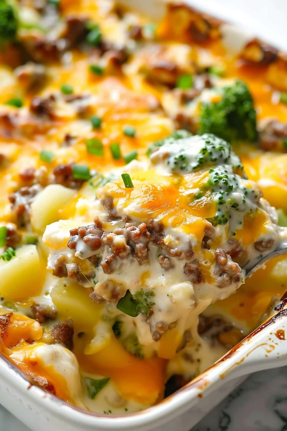 Super Close Up of Italian Sausage Breakfast Casserole 