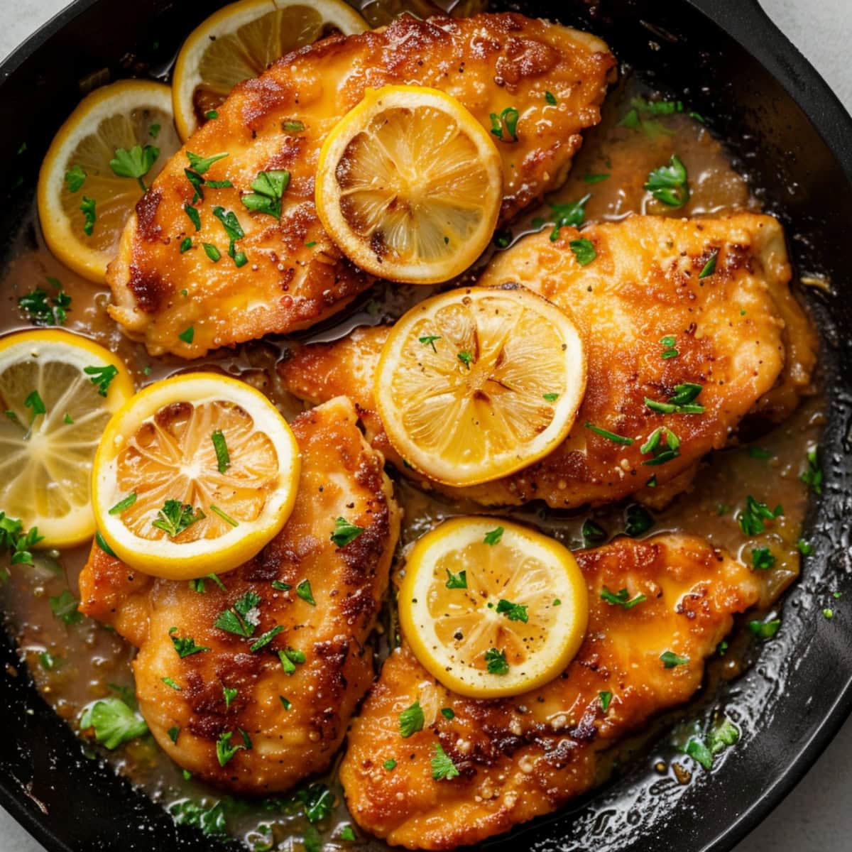 Flavorful chicken Francese, with a light, crispy coating and a deliciously tangy lemon sauce.