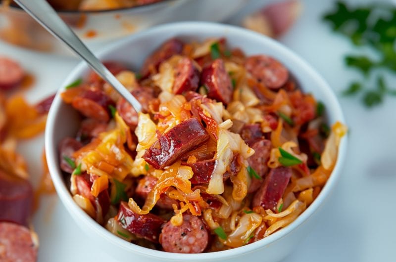 Kielbasa and Cabbage Skillet