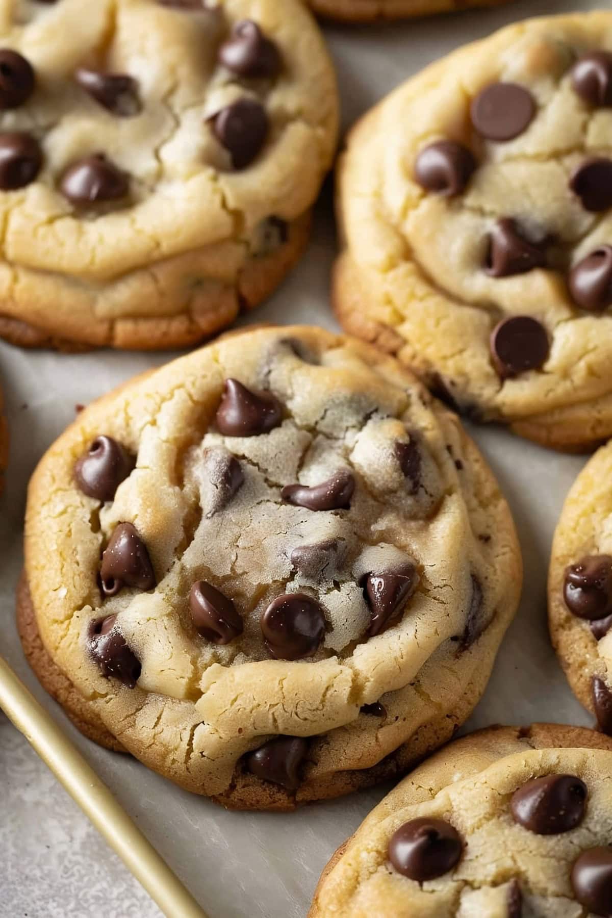 Sweet and satisfying chocolate chip cheesecake cookies, served warm from the oven.