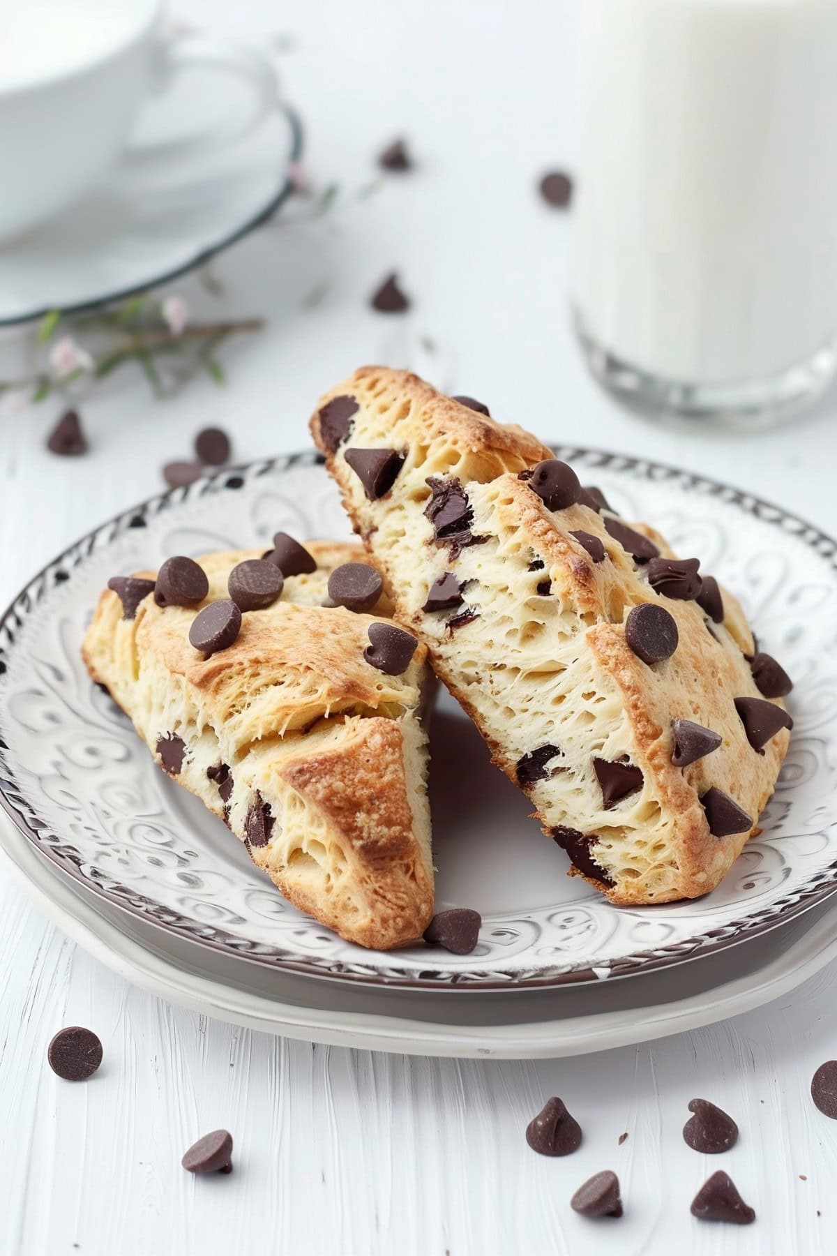 Chocolate Chip Scones on a plate