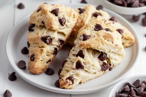 Chocolate Chip Scones On A Plate