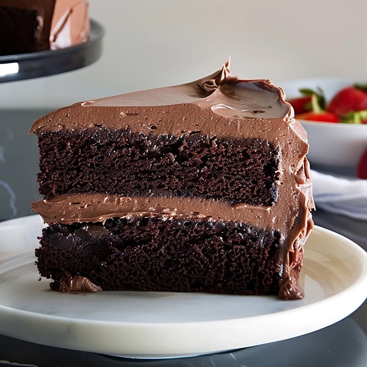 Chocolate Mayonnaise Cake with Creamy Filling.