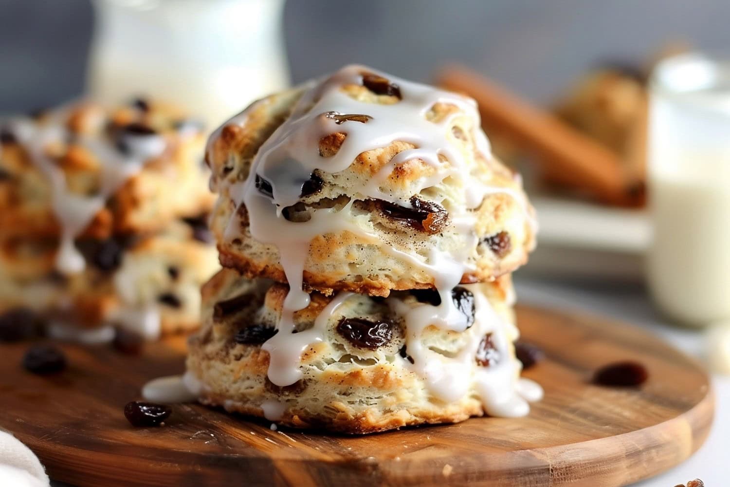 Cinnamon Raisin Biscuits Stacked