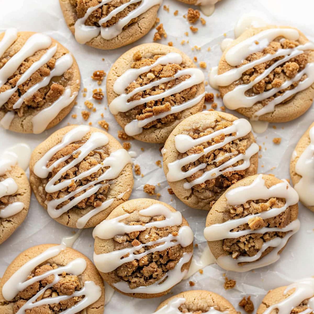 Coffee Cake Cookies on a White Parchment  Paper.