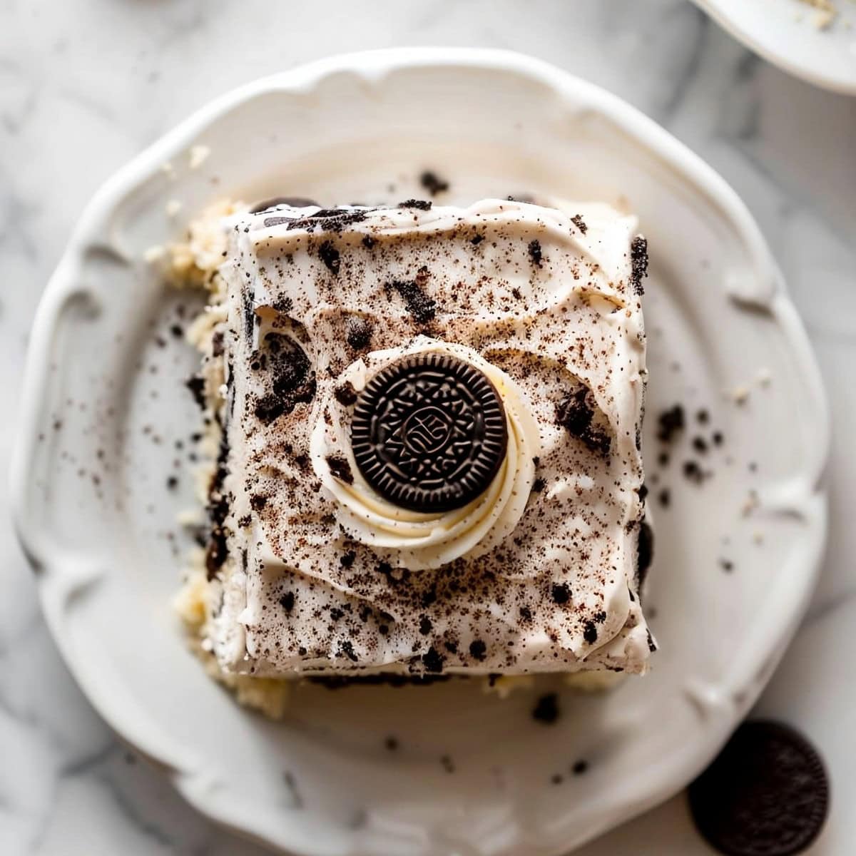 Cookies and Cream Sheet Cake Top Down View