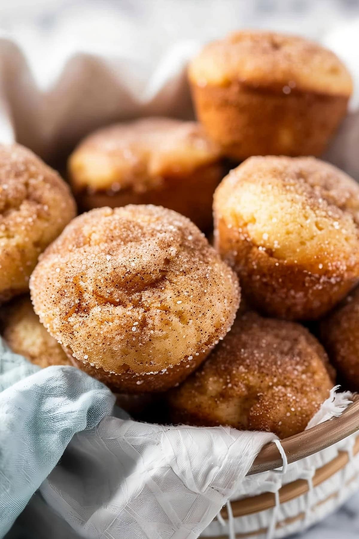 Basket full of old-fashioned donut muffins 