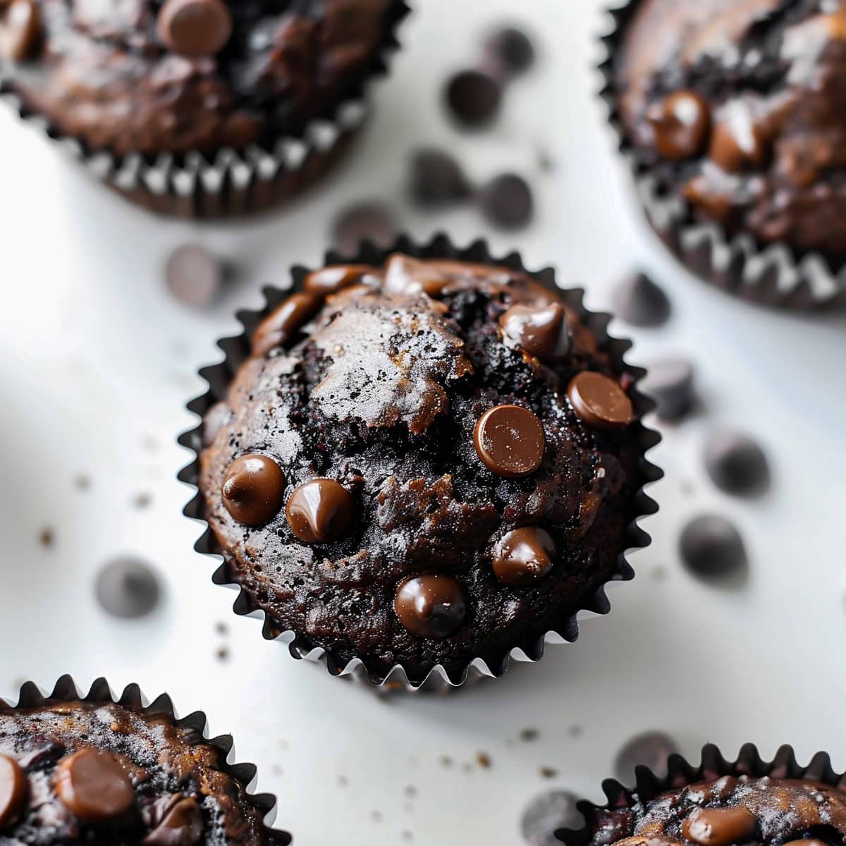 Double Chocolate Muffins Top Down View