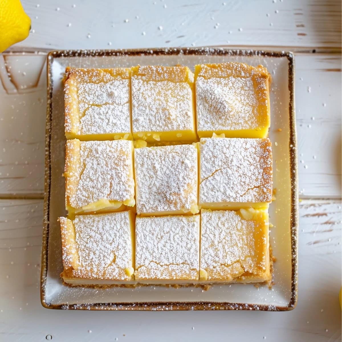 Lemon Cream Cheese Bars Cut into Squares