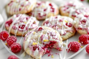 Lemon Raspberry Cookies On A Plate