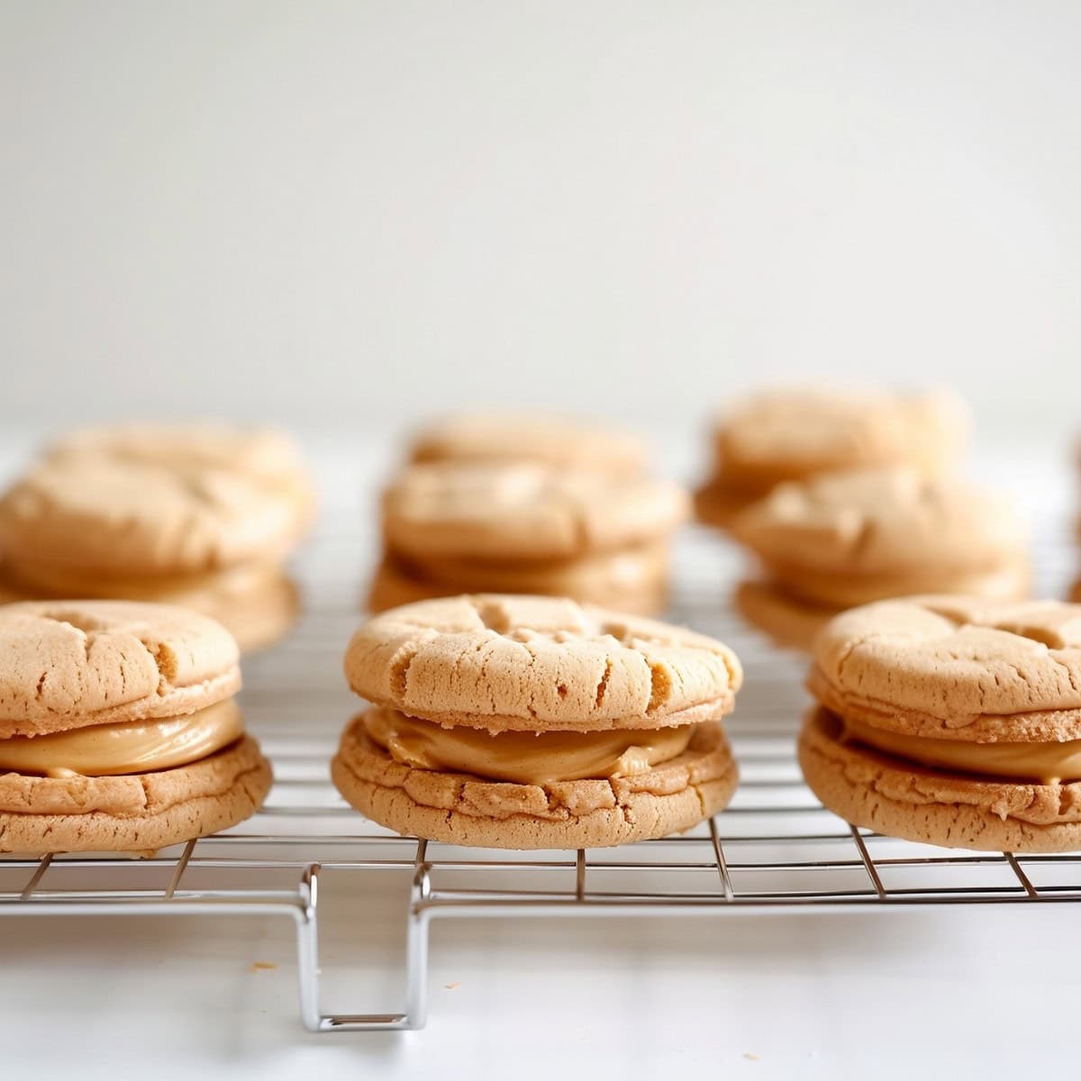 Peanut Butter Sandwich Cookies on Cooling Rack