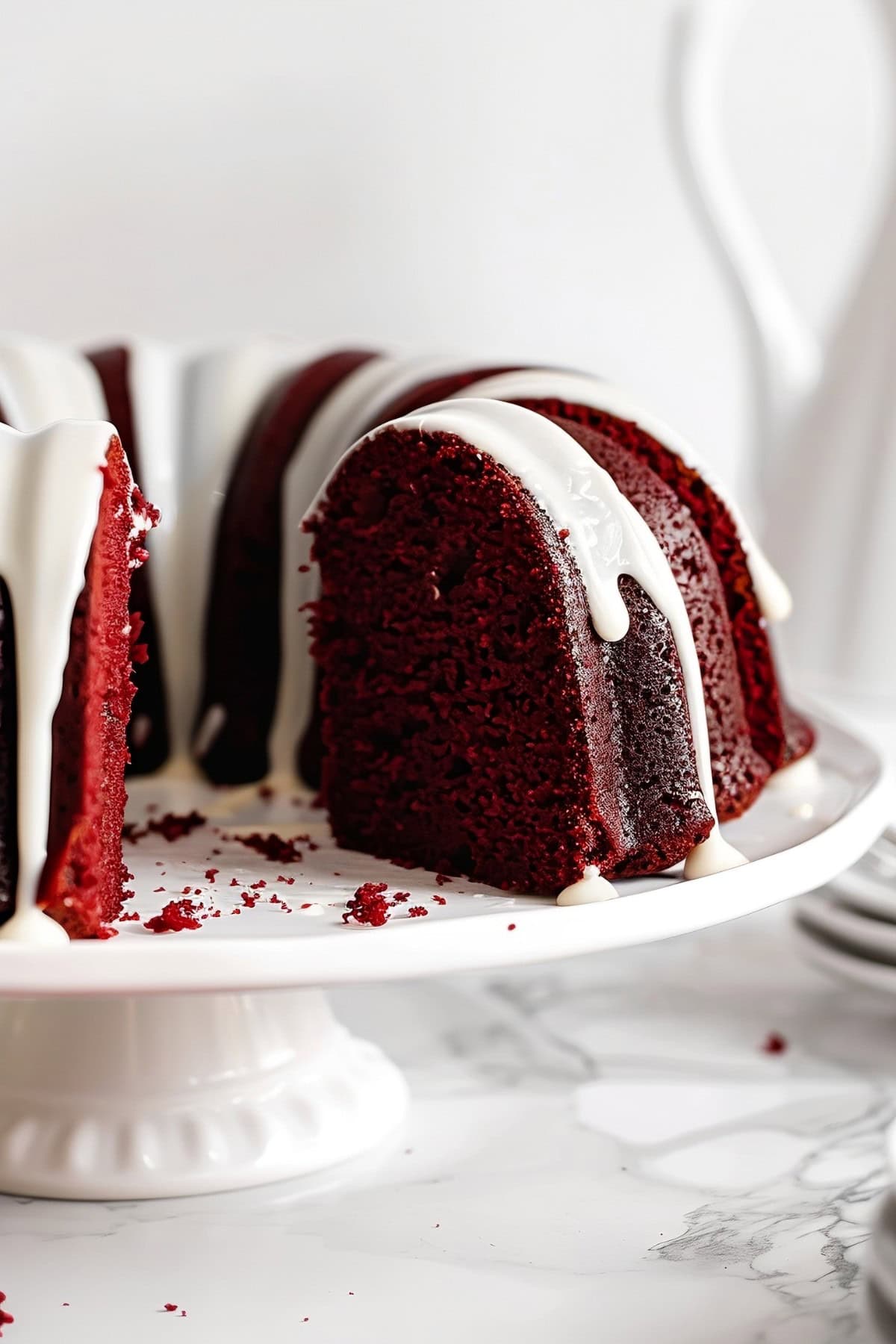 Rich and tender red velvet bundt cake