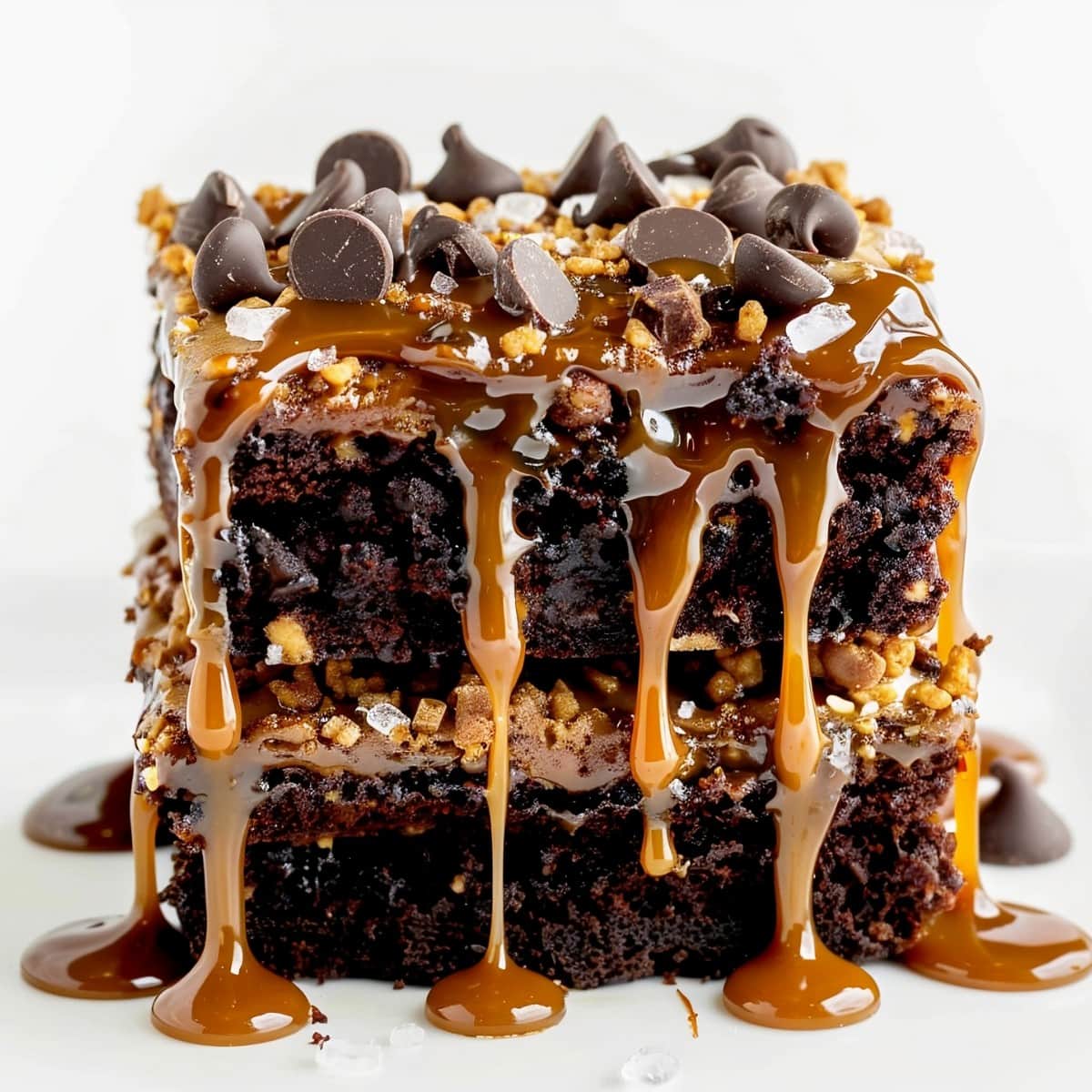 Two Salted Caramel Sheet Cake with Chocolate Chips.