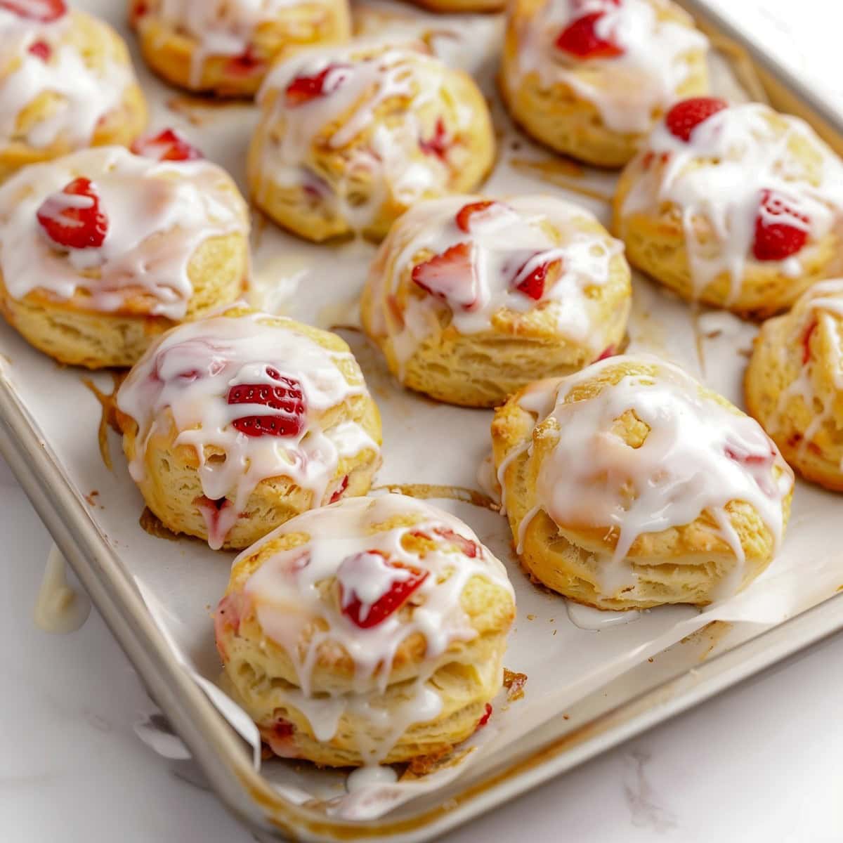 Strawberry Biscuits in a Sheet Pan.