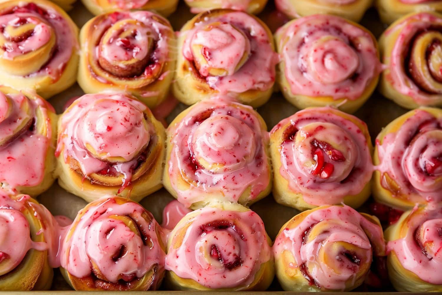 Strawberry Cinnamon Rolls in a Baking Pan