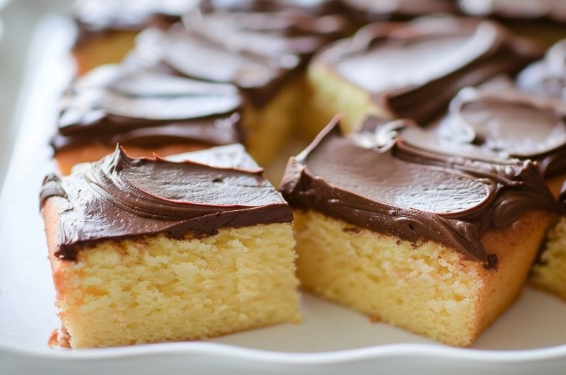 Yellow Sheet Cake with Chocolate Frosting