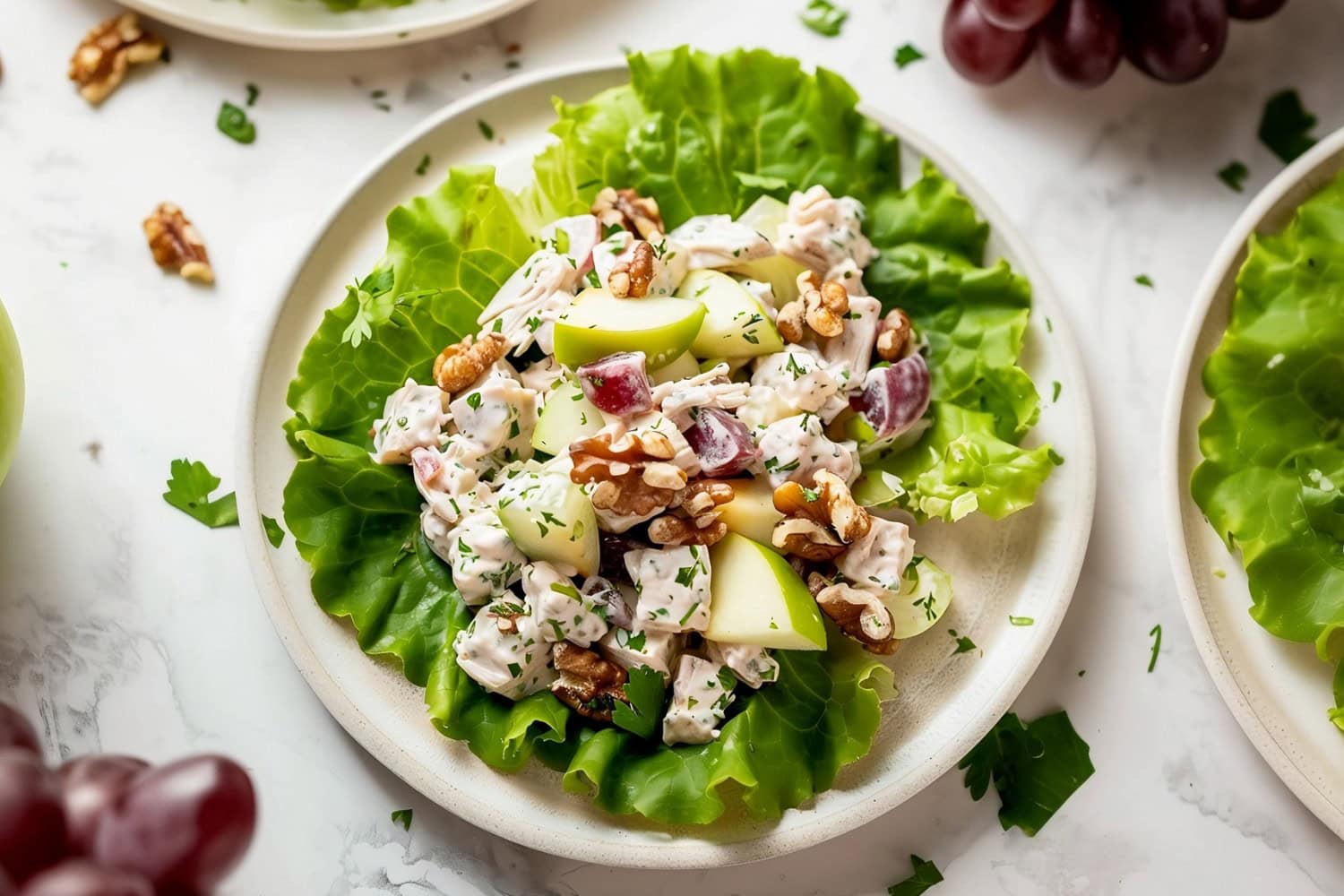 Homemade apple walnut salad with a mix of sweet and savory flavors.