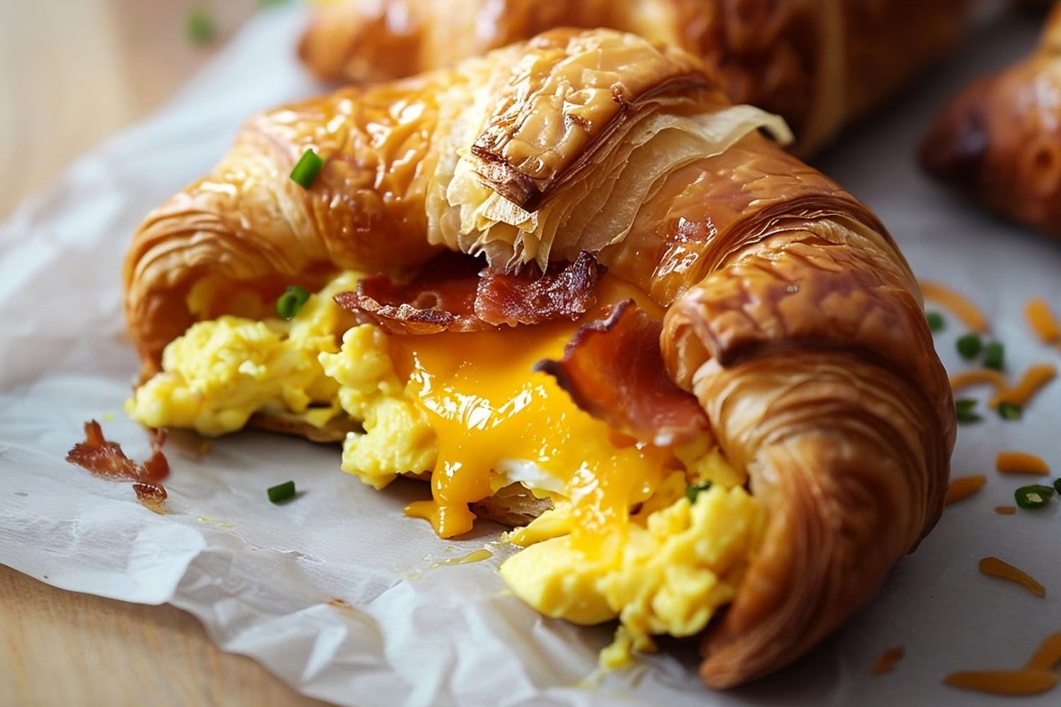 Hearty bacon, egg, and cheese croissant for a satisfying breakfast.