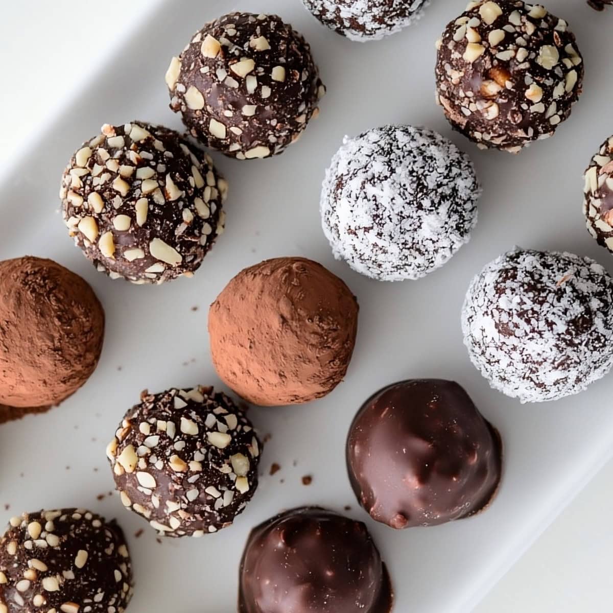 Baileys chocolate truffles with mix coatings, top view