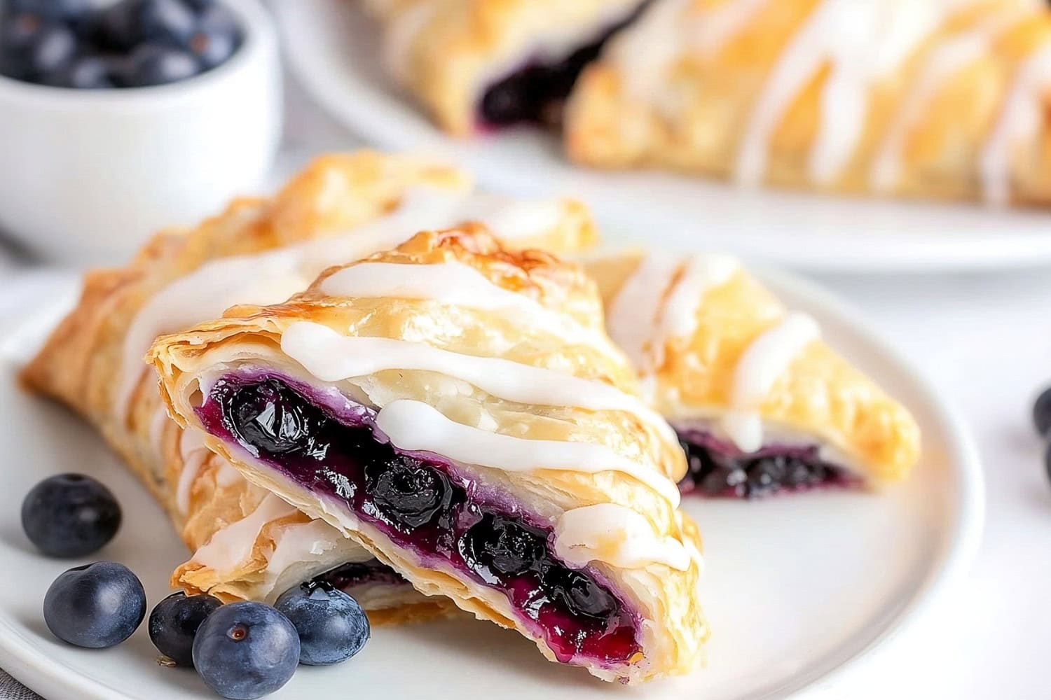 Warm and freshly baked blueberry turnovers