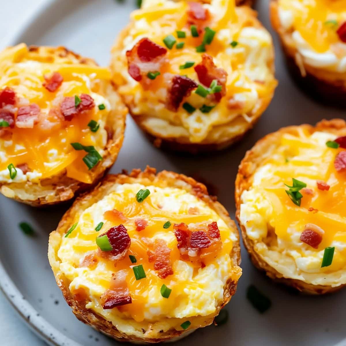 Hash Brown Egg Cups with Bacon and Green Onions.