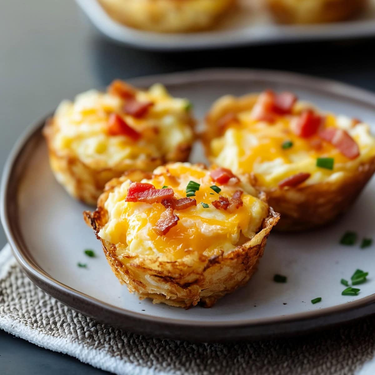 Easy Hash Brown Egg Cups in a Plate.