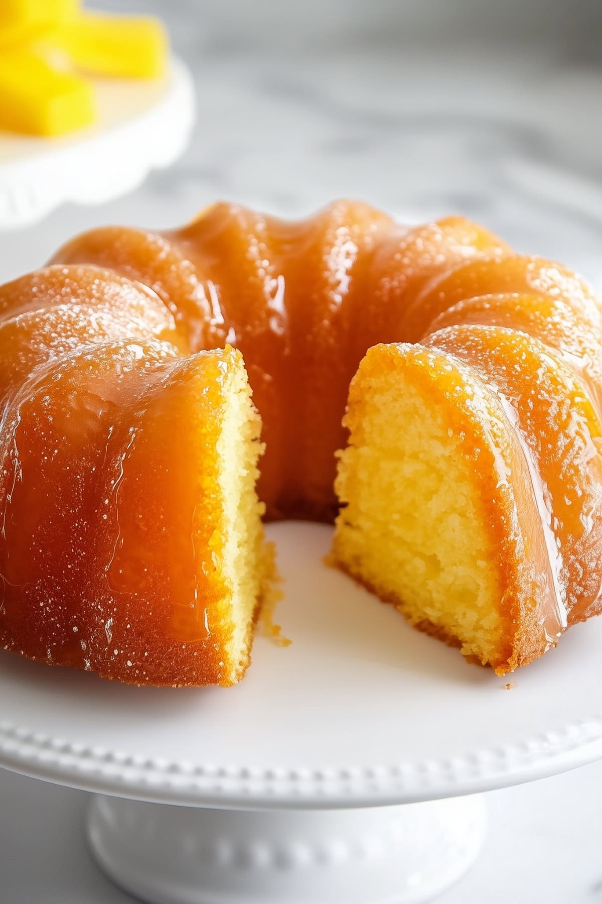 Sweet and moist homemade pineapple juice bundt cake.