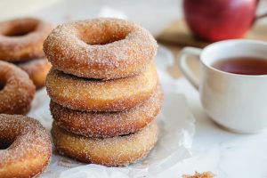 Cinnamon coated sugar stack on top of each other.